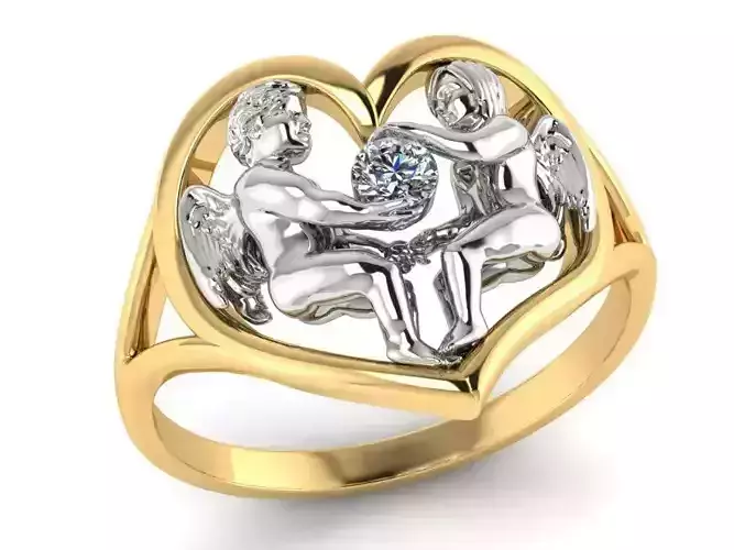  ring two angels in the heart 