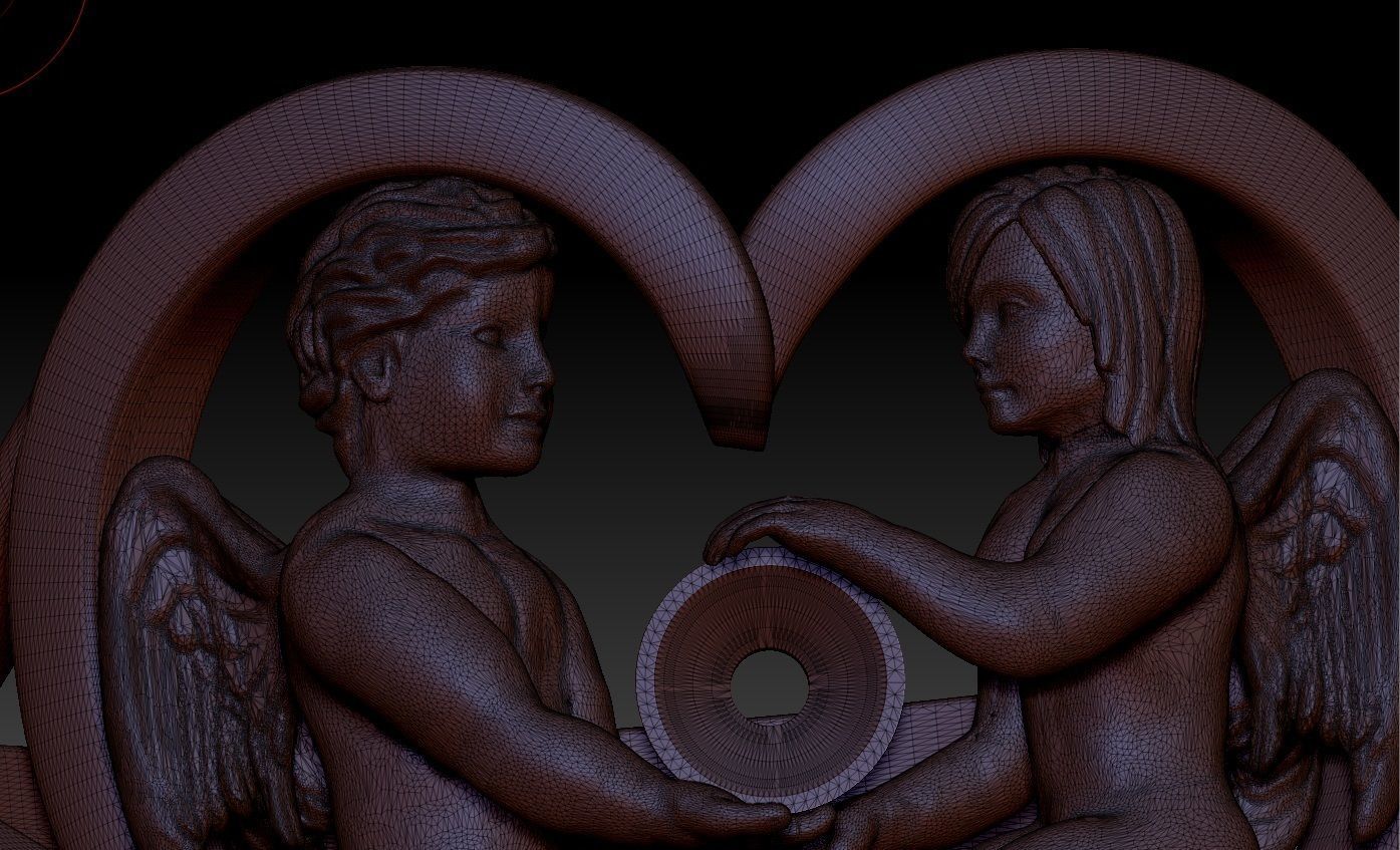 ring two angels in the heart 3D print model_11