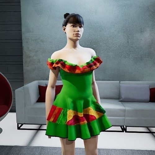 Green Mexican Dress 3D model