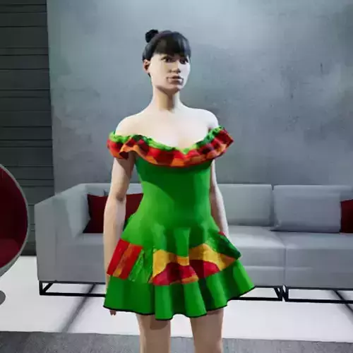 Green Mexican Dress 3D model