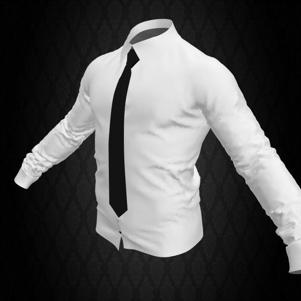Shirt and Tie Low-poly 3D model_1