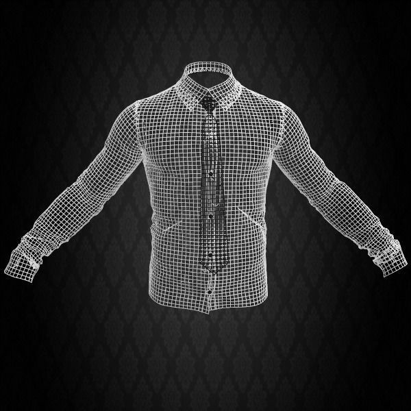 Shirt and Tie Low-poly 3D model_7