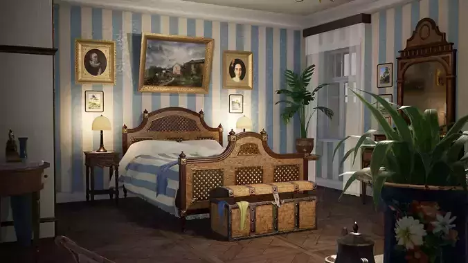 RUSSIAN BEDROOM UE4 Low-poly 3D model
