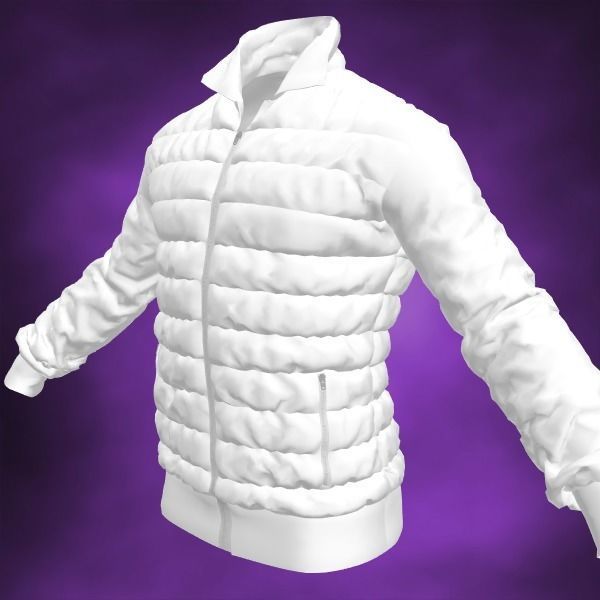 Down Sweater White Jacket 3D model_2