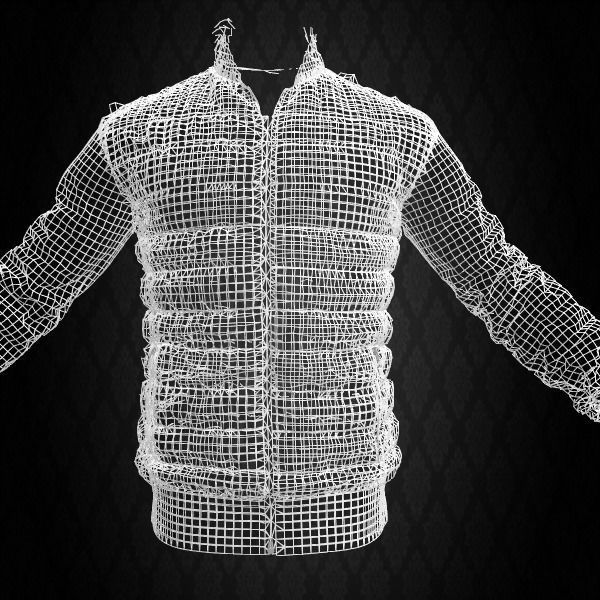 Down Sweater White Jacket 3D model_14