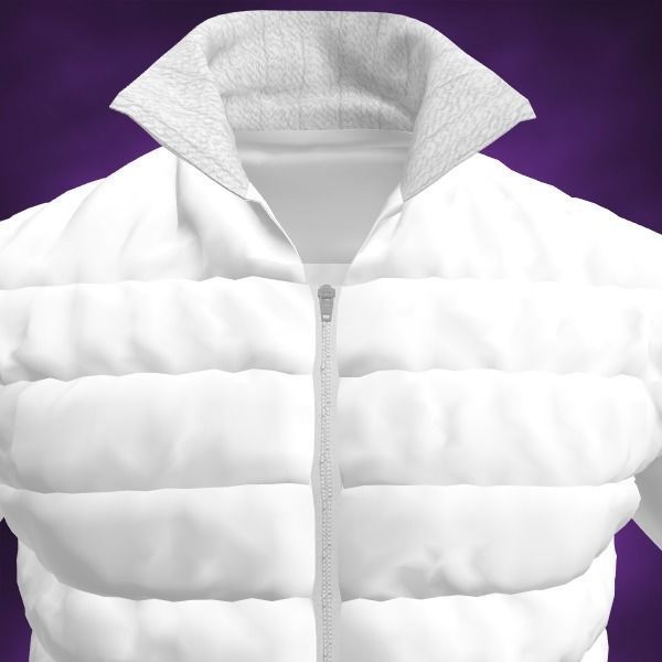 Down Sweater White Jacket 3D model_12