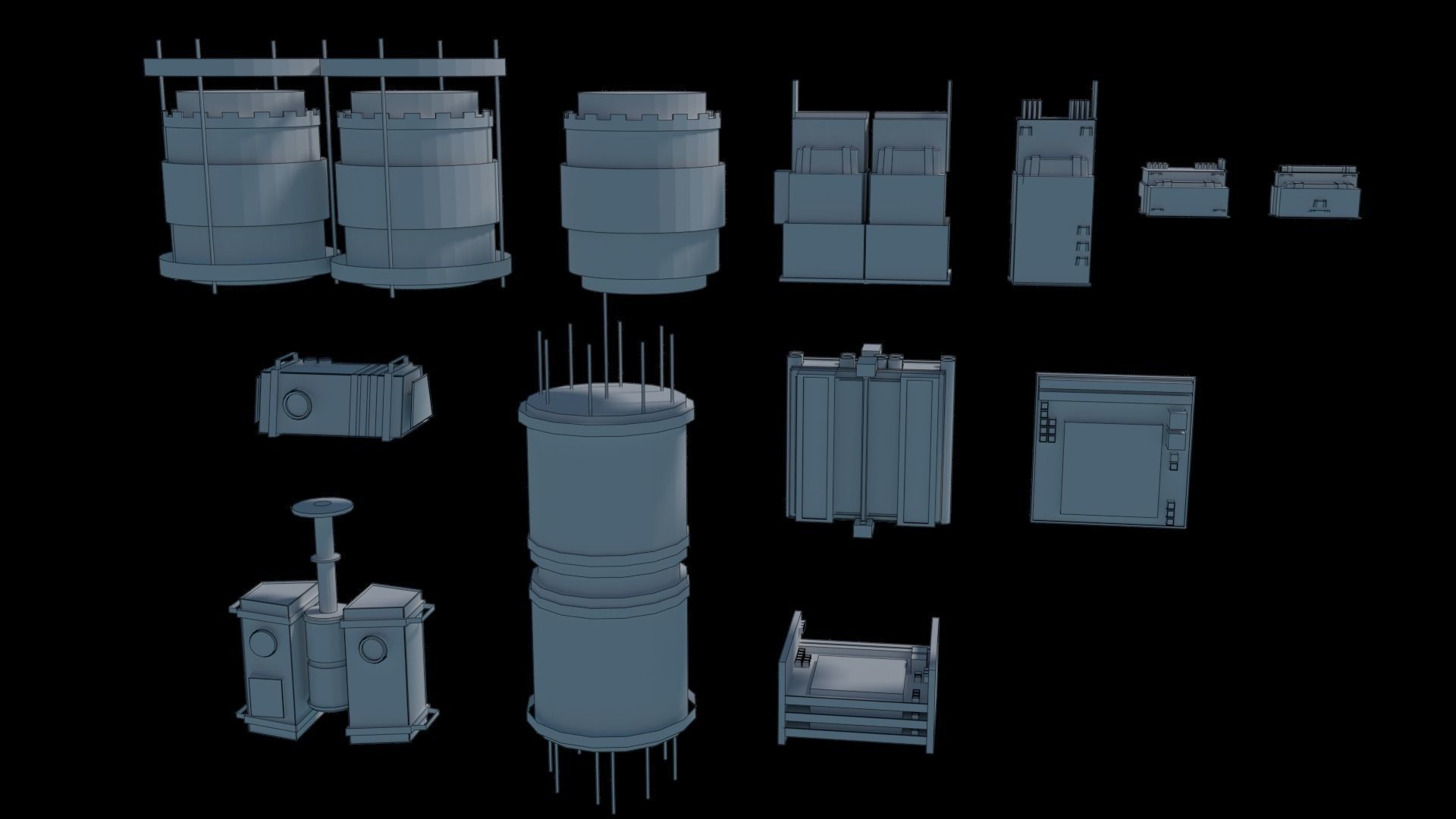 8k Sci Fi Space Props Pack Gadgets 9 Color Variants Pickups Neon Low-poly 3D model_22