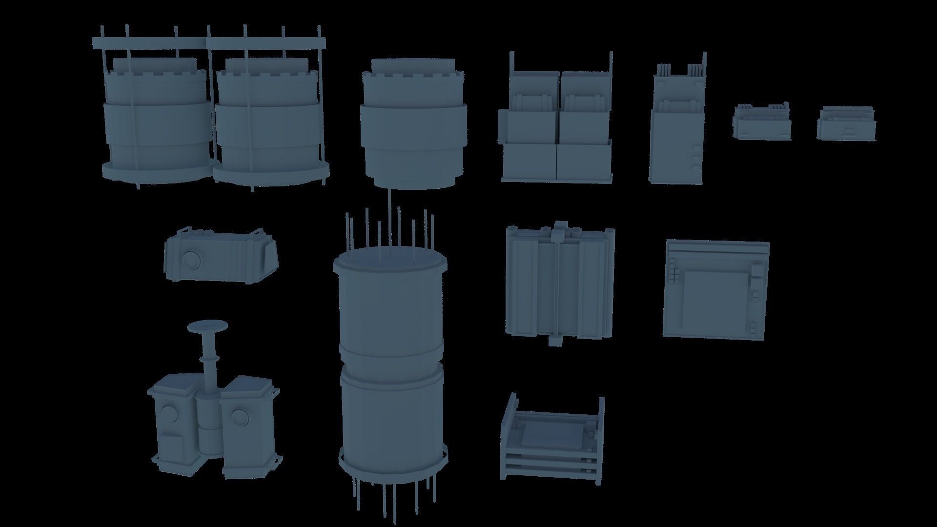 8k Sci Fi Space Props Pack Gadgets 9 Color Variants Pickups Neon Low-poly 3D model_21