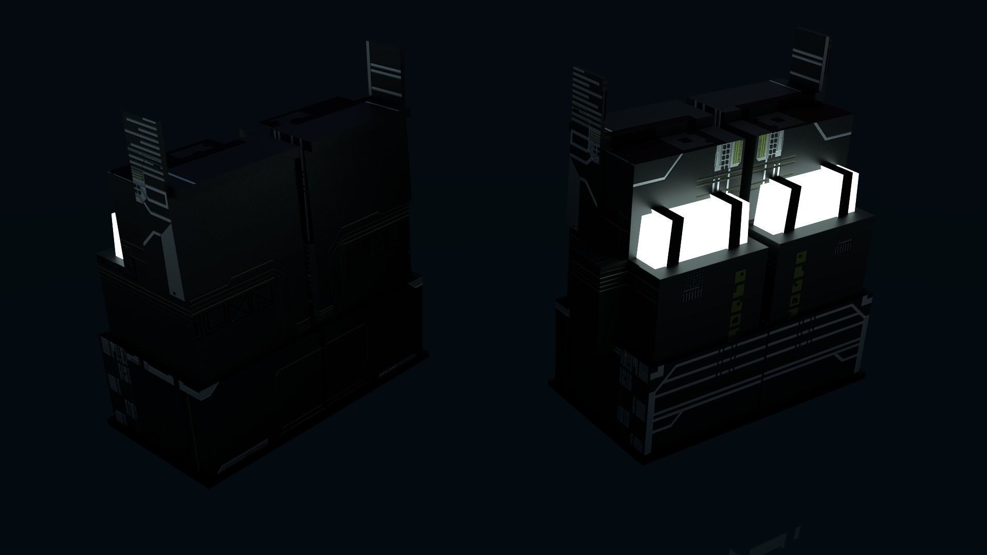 8k Sci Fi Space Props Pack Gadgets 9 Color Variants Pickups Neon Low-poly 3D model_17