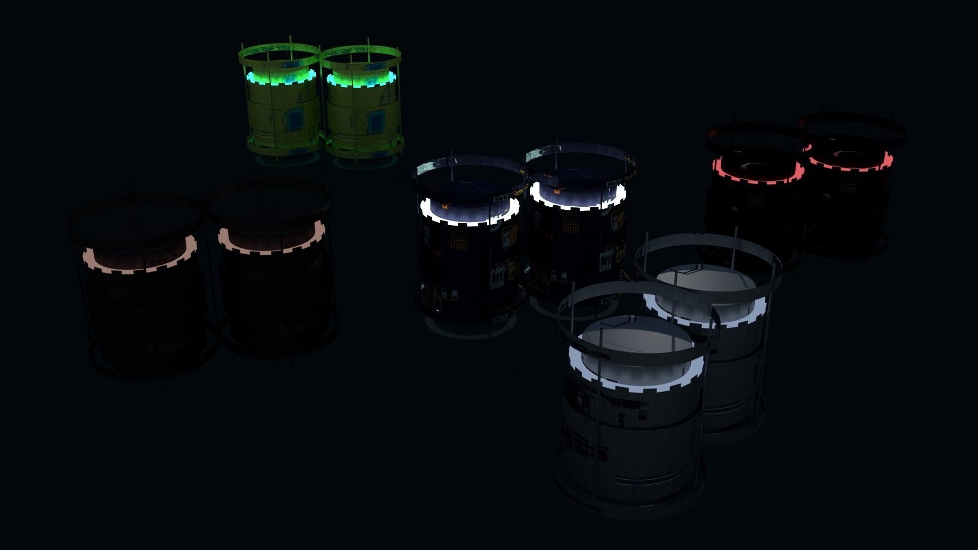 8k Sci Fi Space Props Pack Gadgets 9 Color Variants Pickups Neon Low-poly 3D model_19