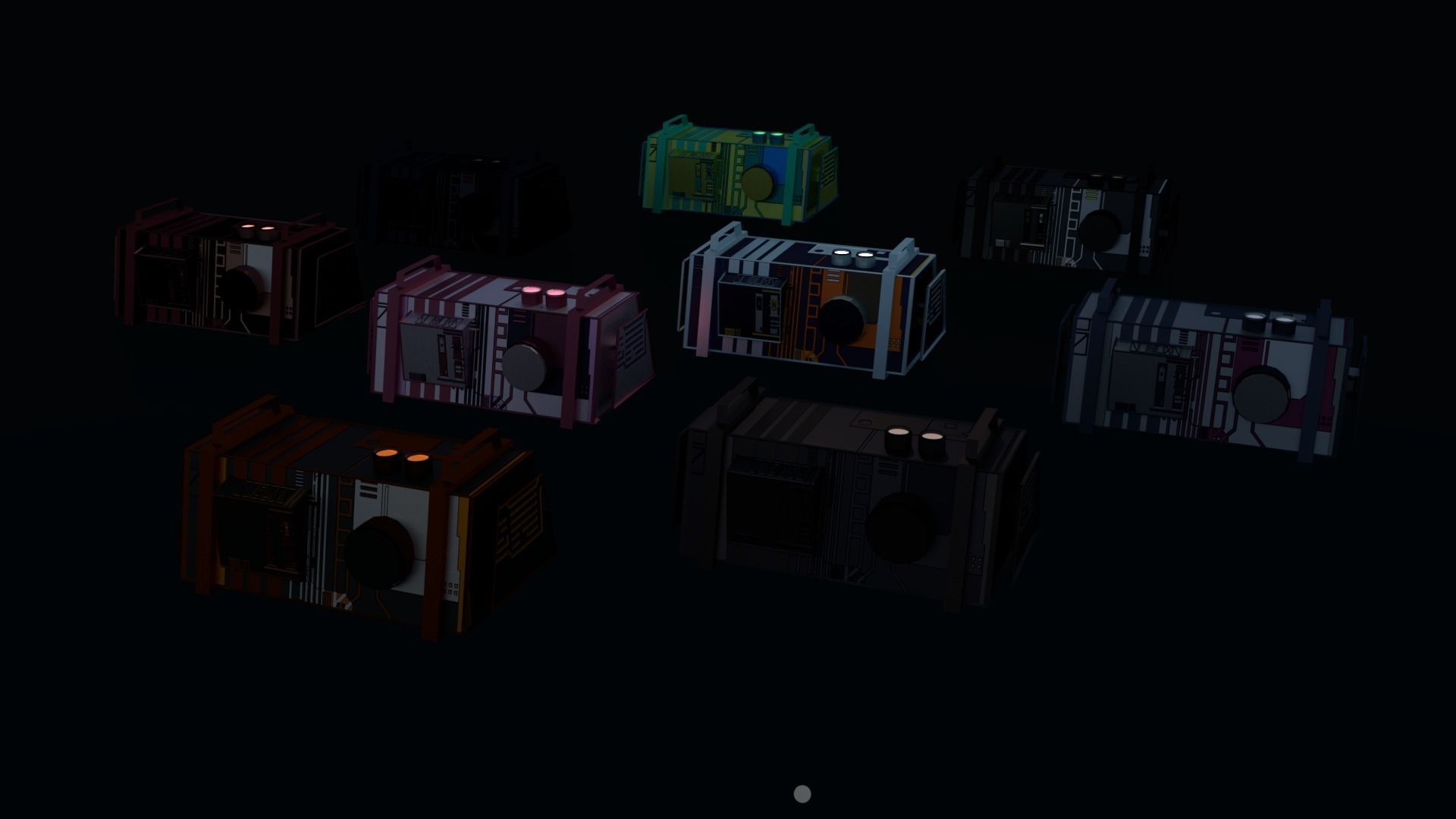 8k Sci Fi Space Props Pack Gadgets 9 Color Variants Pickups Neon Low-poly 3D model_3