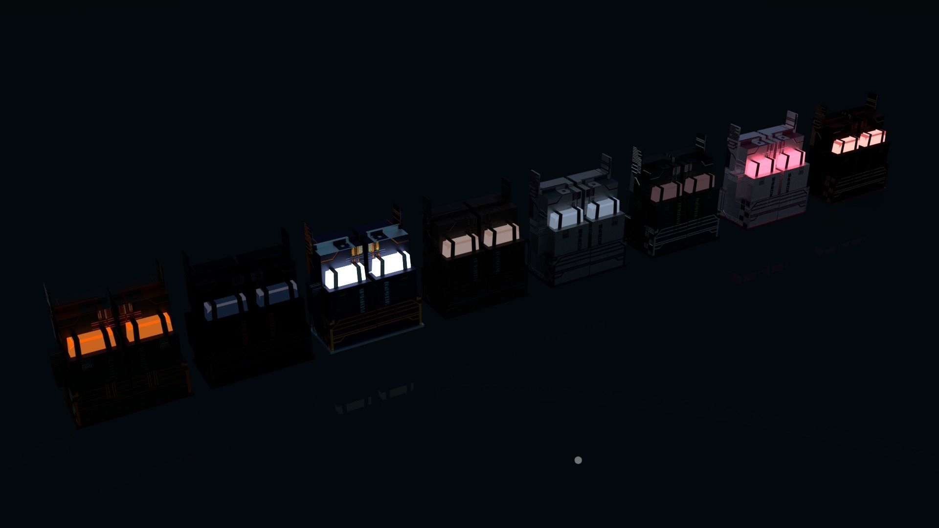 8k Sci Fi Space Props Pack Gadgets 9 Color Variants Pickups Neon Low-poly 3D model_4