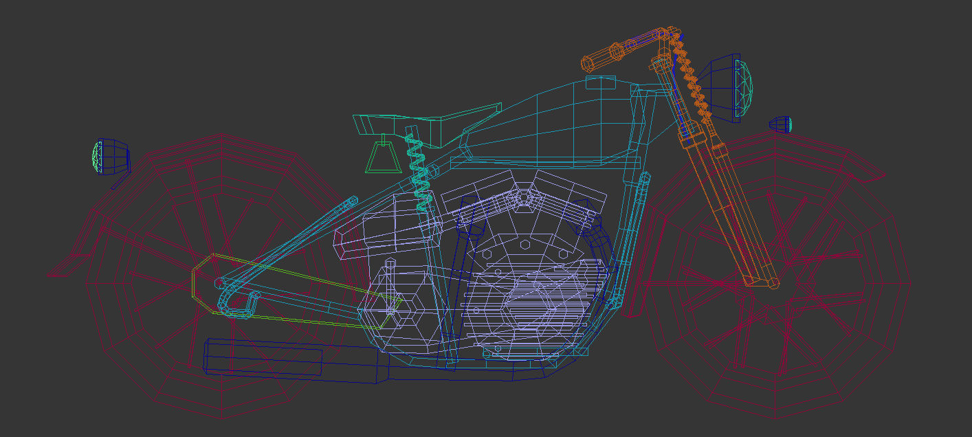 Low Poly Motorcycle 03 Low-poly 3D model_15