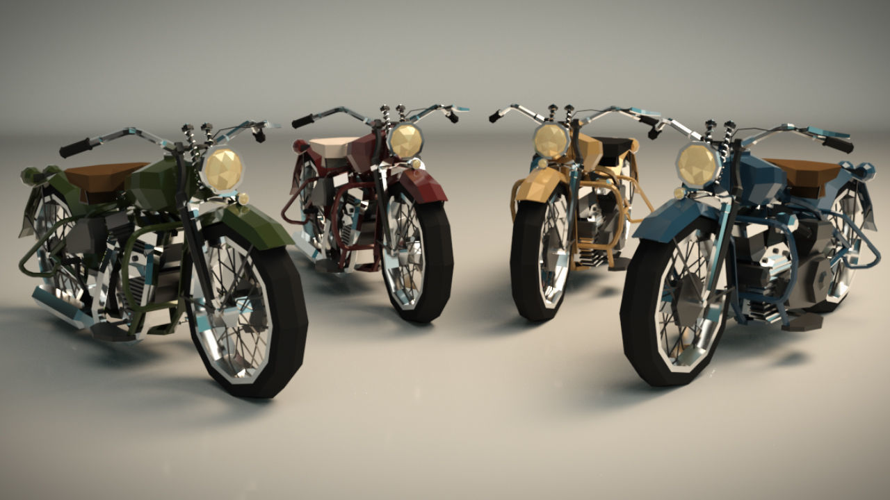 Low Poly Motorcycle 03 Low-poly 3D model_2