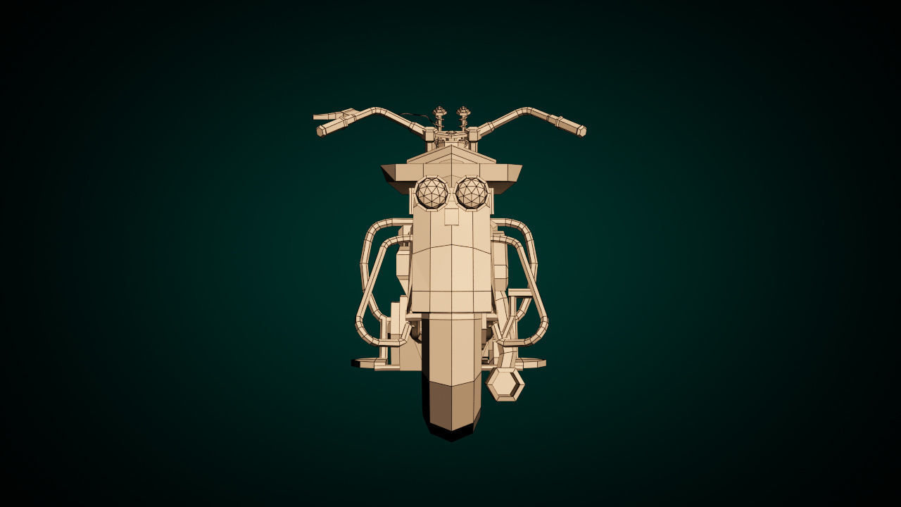Low Poly Motorcycle 03 Low-poly 3D model_12