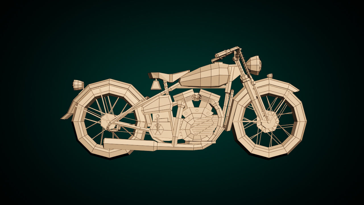 Low Poly Motorcycle 03 Low-poly 3D model_11