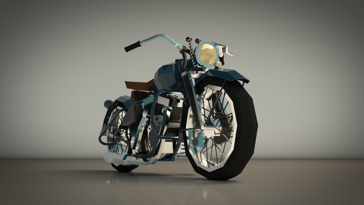 Low Poly Motorcycle 03 Low-poly 3D model_7