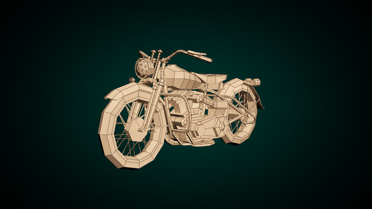 Low Poly Motorcycle 03 Low-poly 3D model_9