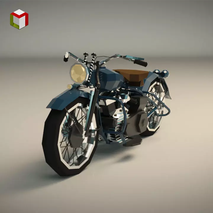 Low Poly Motorcycle 03 Low-poly 3D model_0
