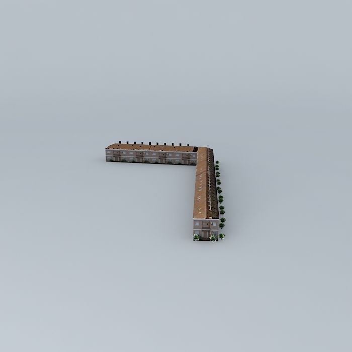 Building with many apartments 3D model_2