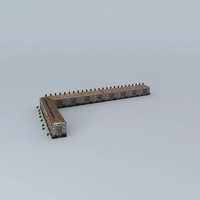 Building with many apartments 3D model_0