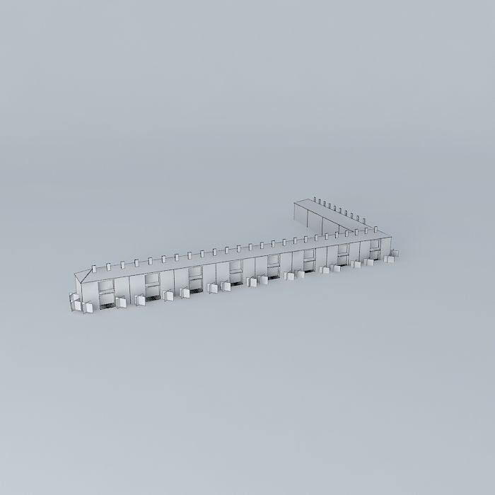 Building with many apartments 3D model_4