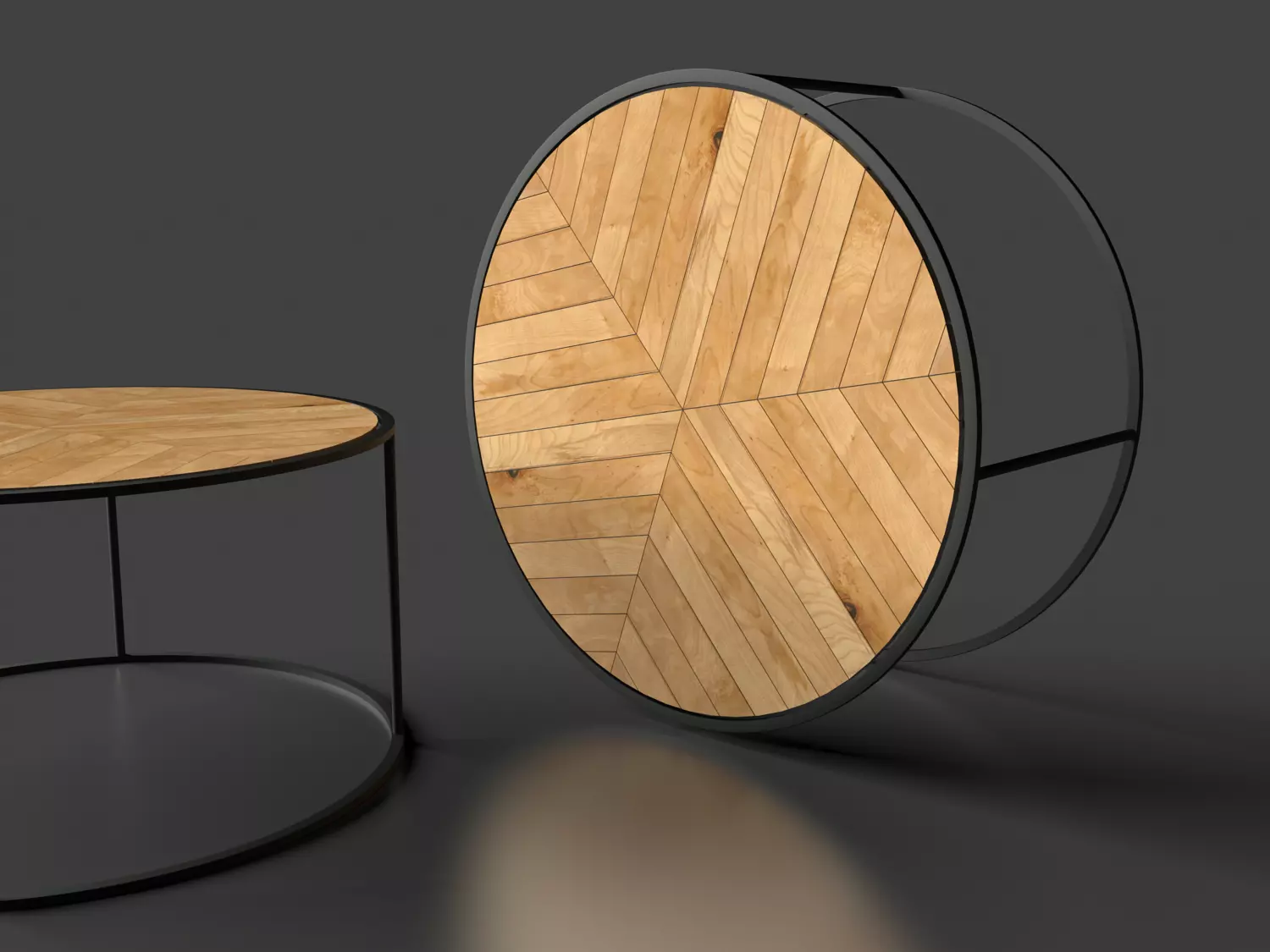 Black steel  wood Coffee table Actona Ortiz 80 cm by Artrzcinski Low-poly 3D model_0