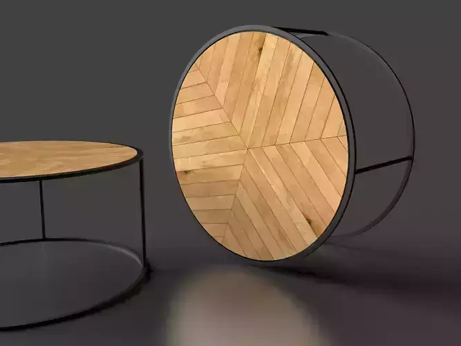 Black steel  wood Coffee table Actona Ortiz 80 cm by Artrzcinski