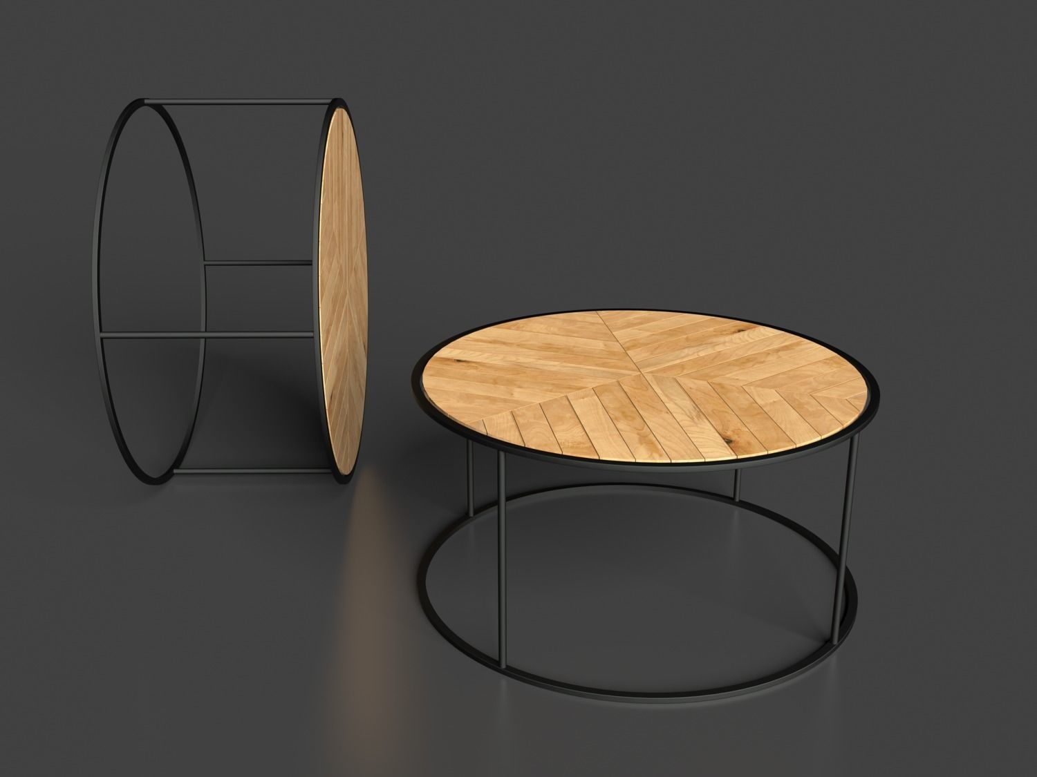 Black steel  wood Coffee table Actona Ortiz 80 cm by Artrzcinski Low-poly 3D model_1