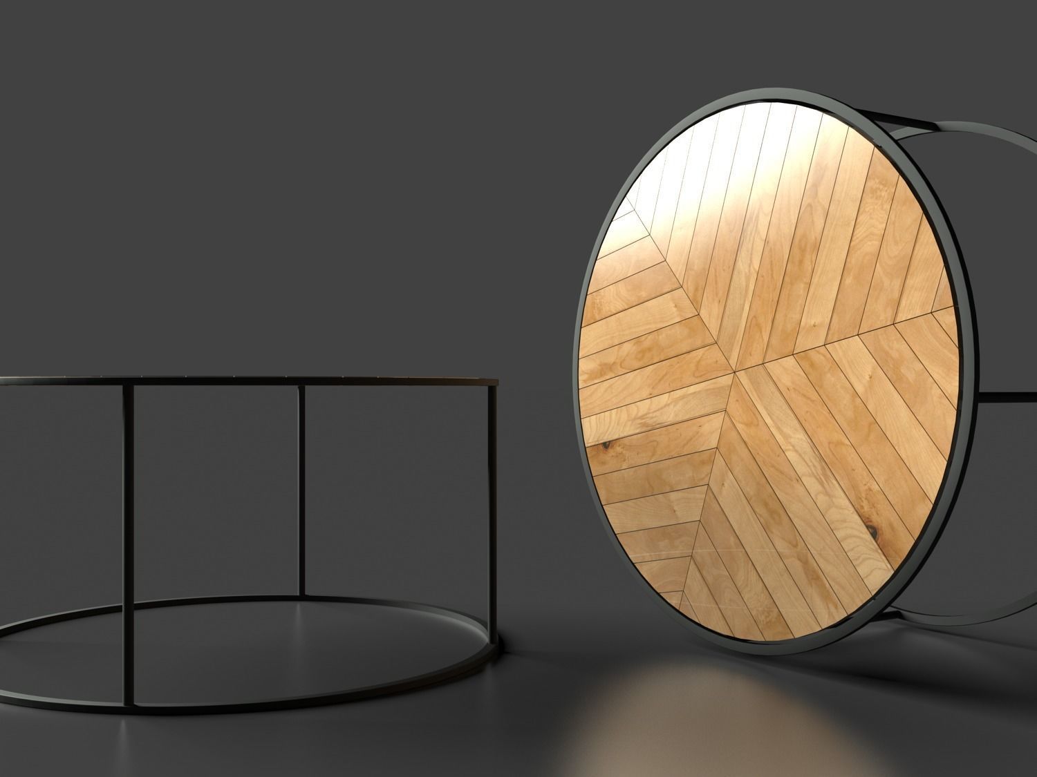 Black steel  wood Coffee table Actona Ortiz 80 cm by Artrzcinski Low-poly 3D model_4