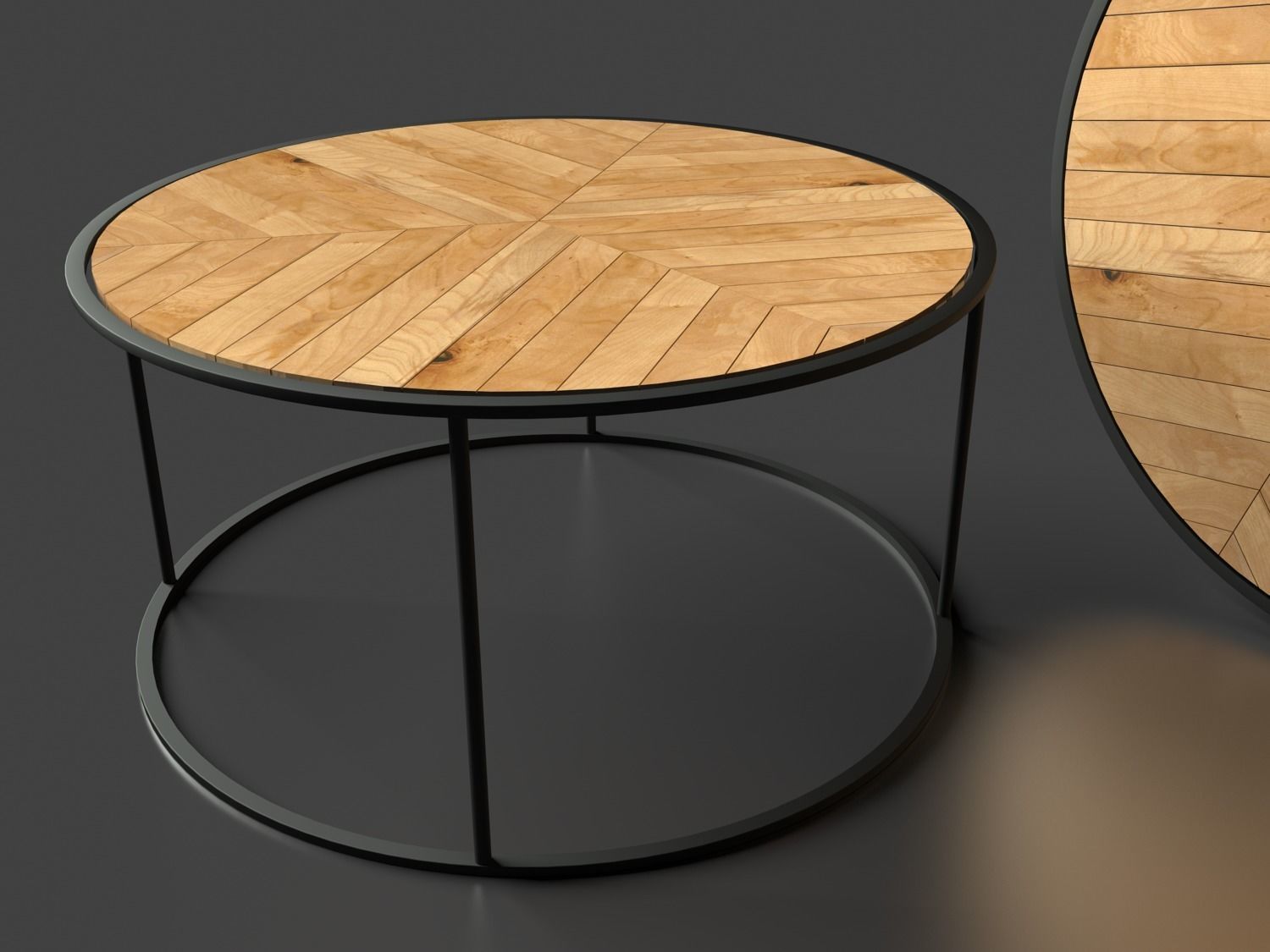 Black steel  wood Coffee table Actona Ortiz 80 cm by Artrzcinski Low-poly 3D model_2