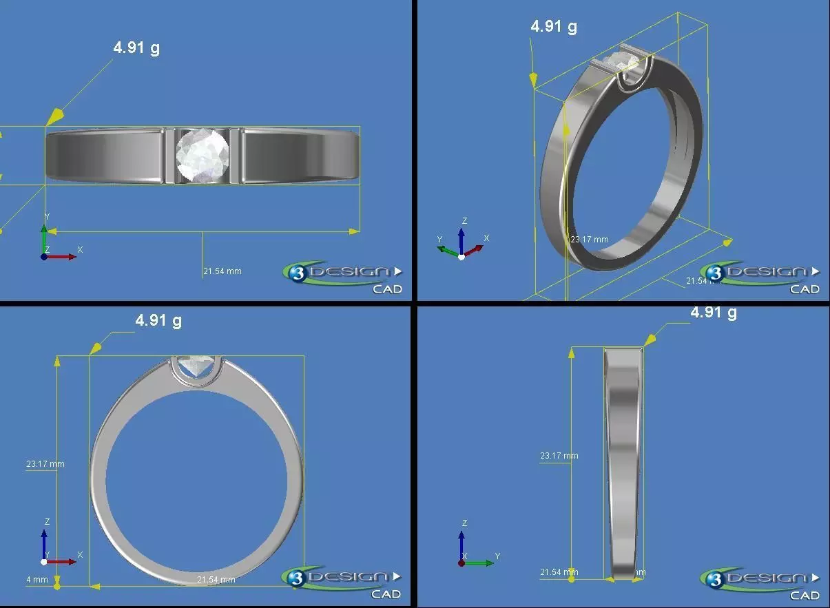 Gold ring 3D print model_0