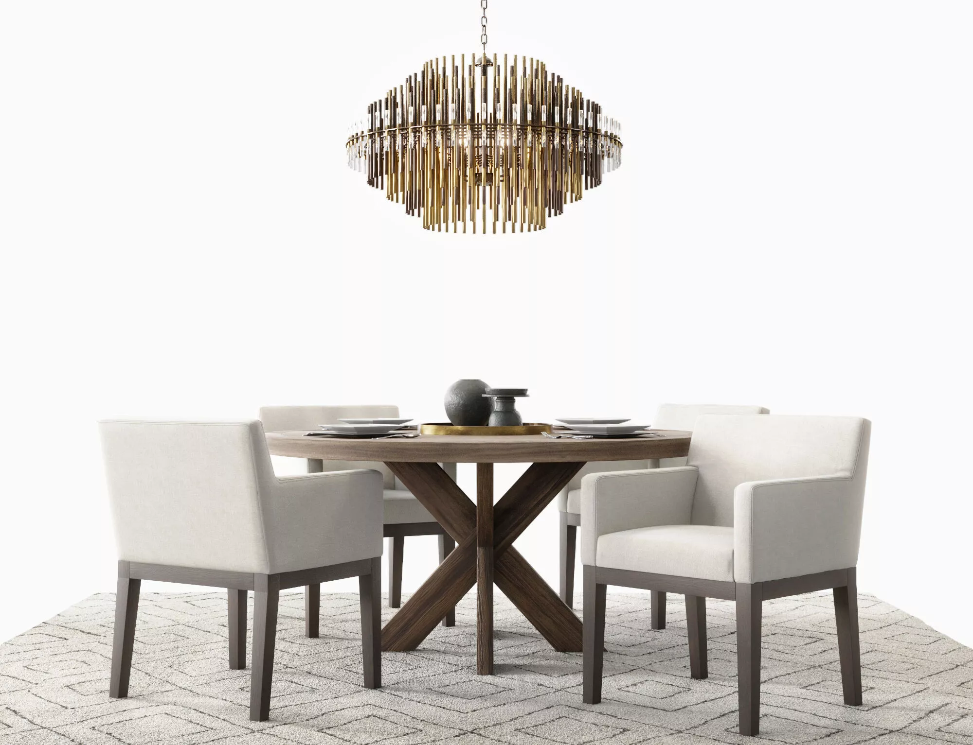 RH Morgan Track White Modern 1960s French X-Base - Dining Set 3D model