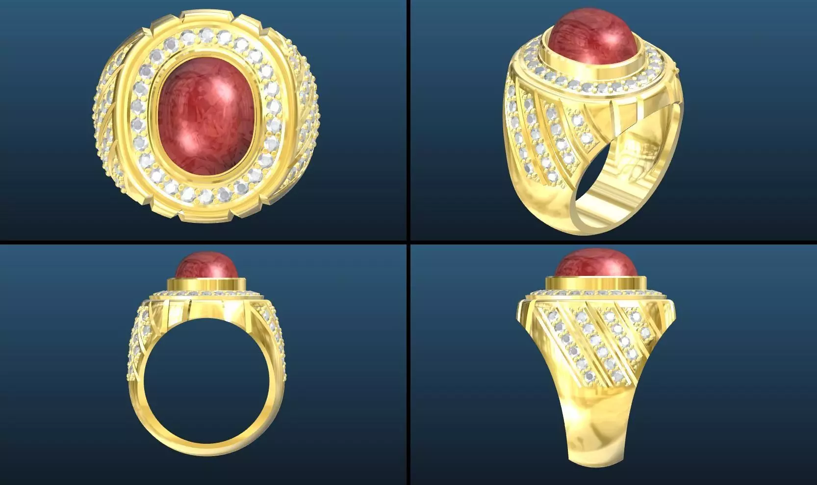 men ruby ring 3D print model_0