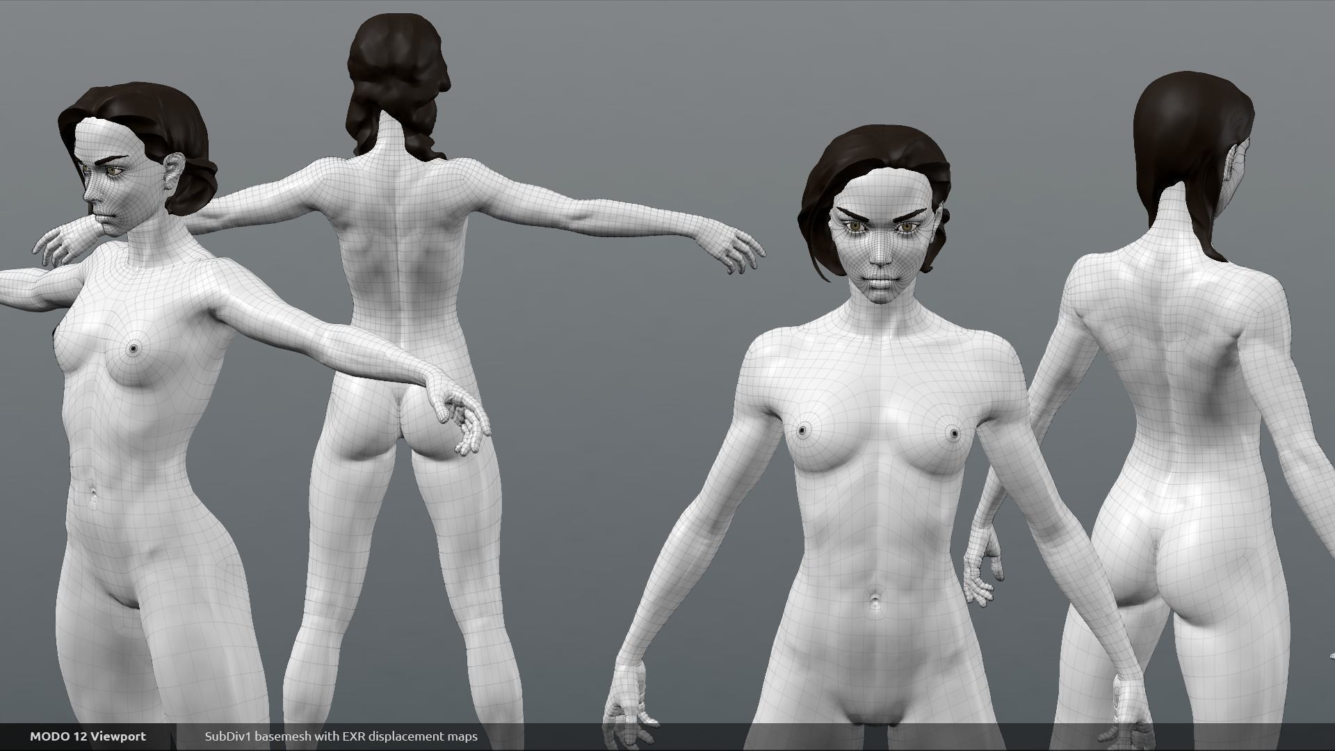 Female Basemesh 07 Low-poly 3D model_11