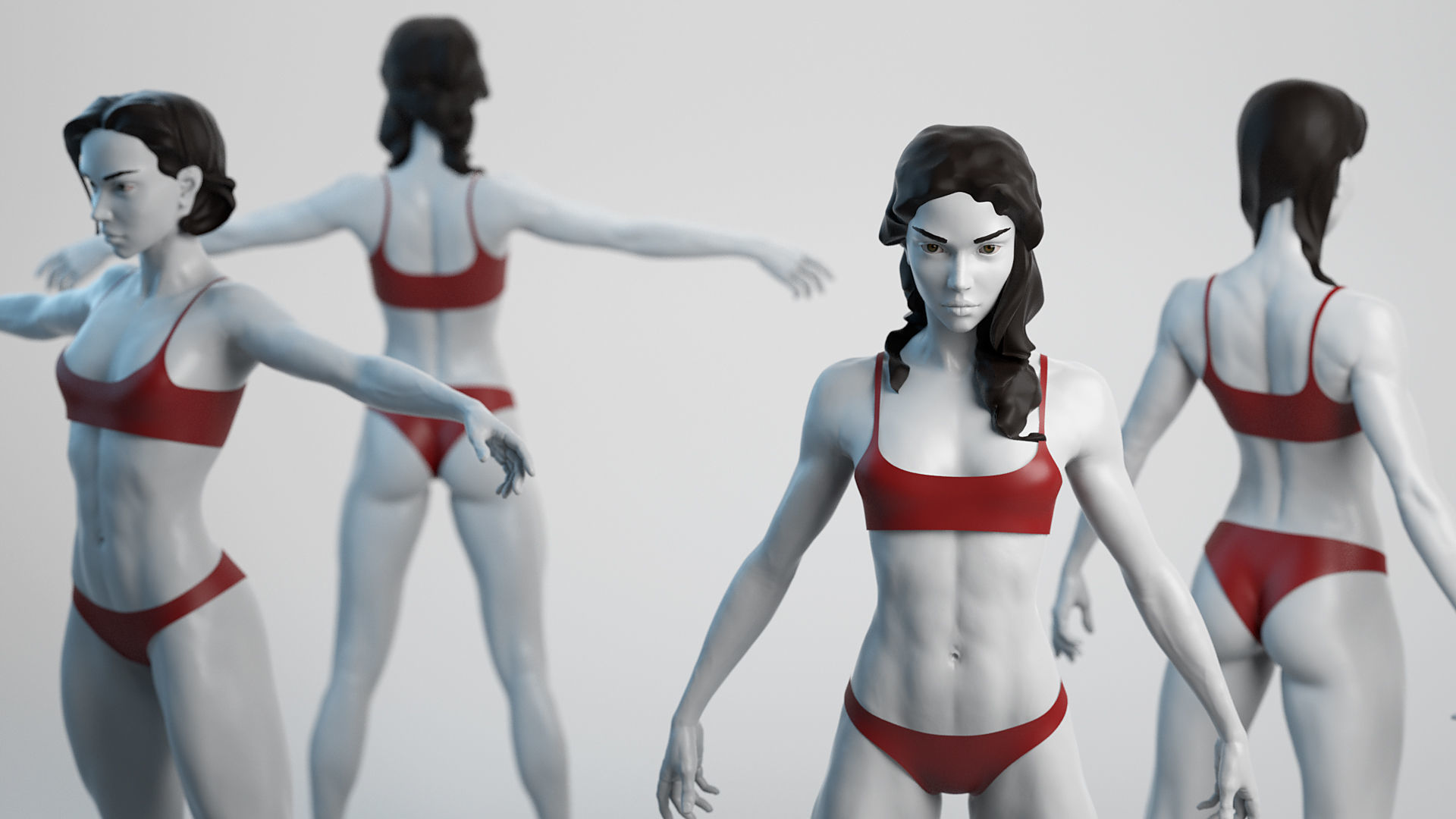 Female Basemesh 07 Low-poly 3D model_3