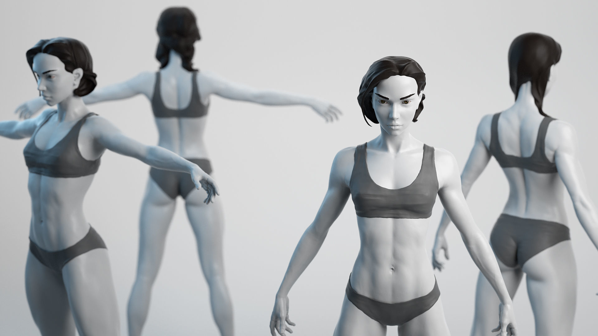 Female Basemesh 07 Low-poly 3D model_4