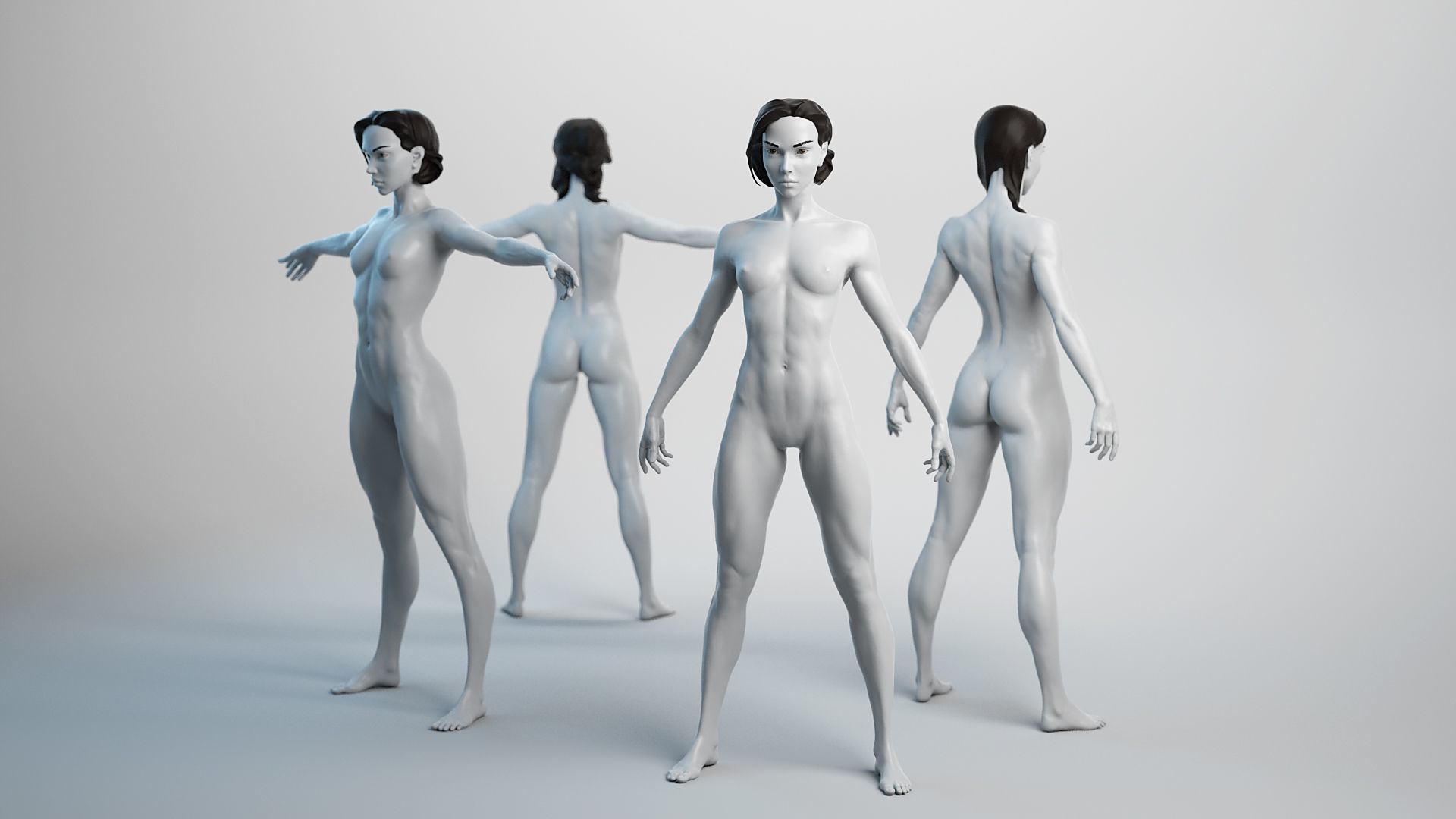 Female Basemesh 07 Low-poly 3D model_7