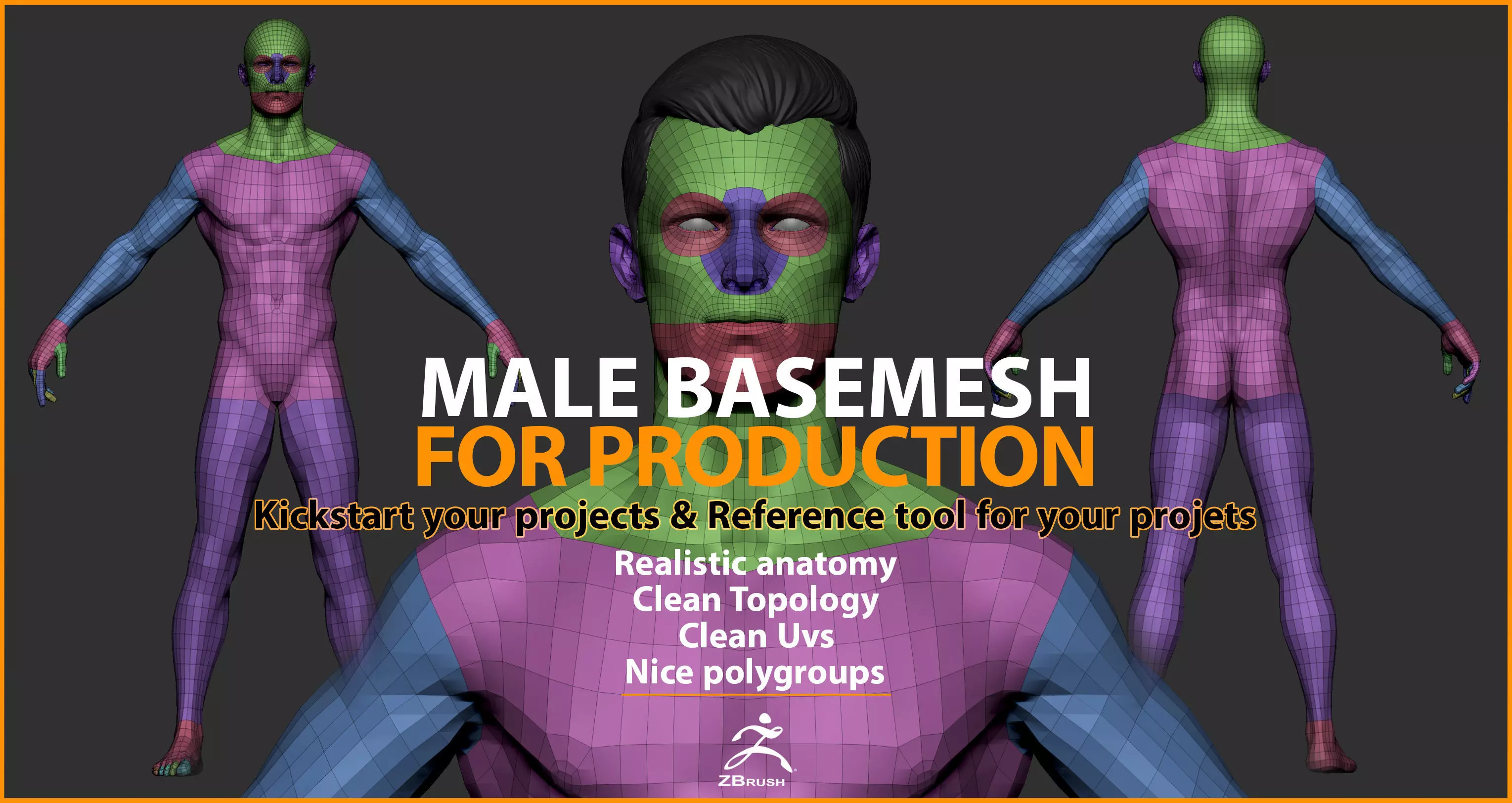 Basemesh for Production Low-poly 3D model_0