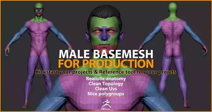 Basemesh for Production Low-poly 3D model Basemesh for Production Low-poly 3D model