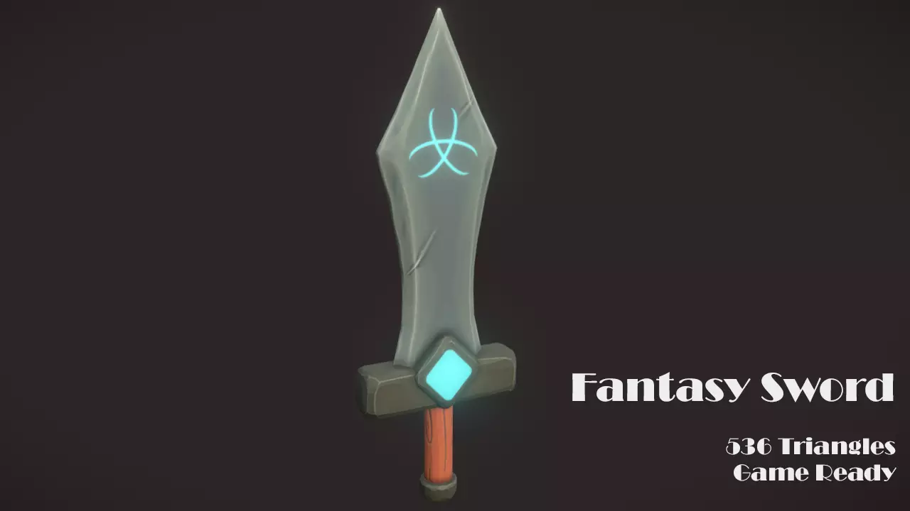 Fantasy Sword Low-poly 3D model_0