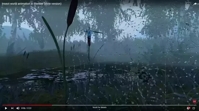 Spiderweb with water droplets animated dynamic