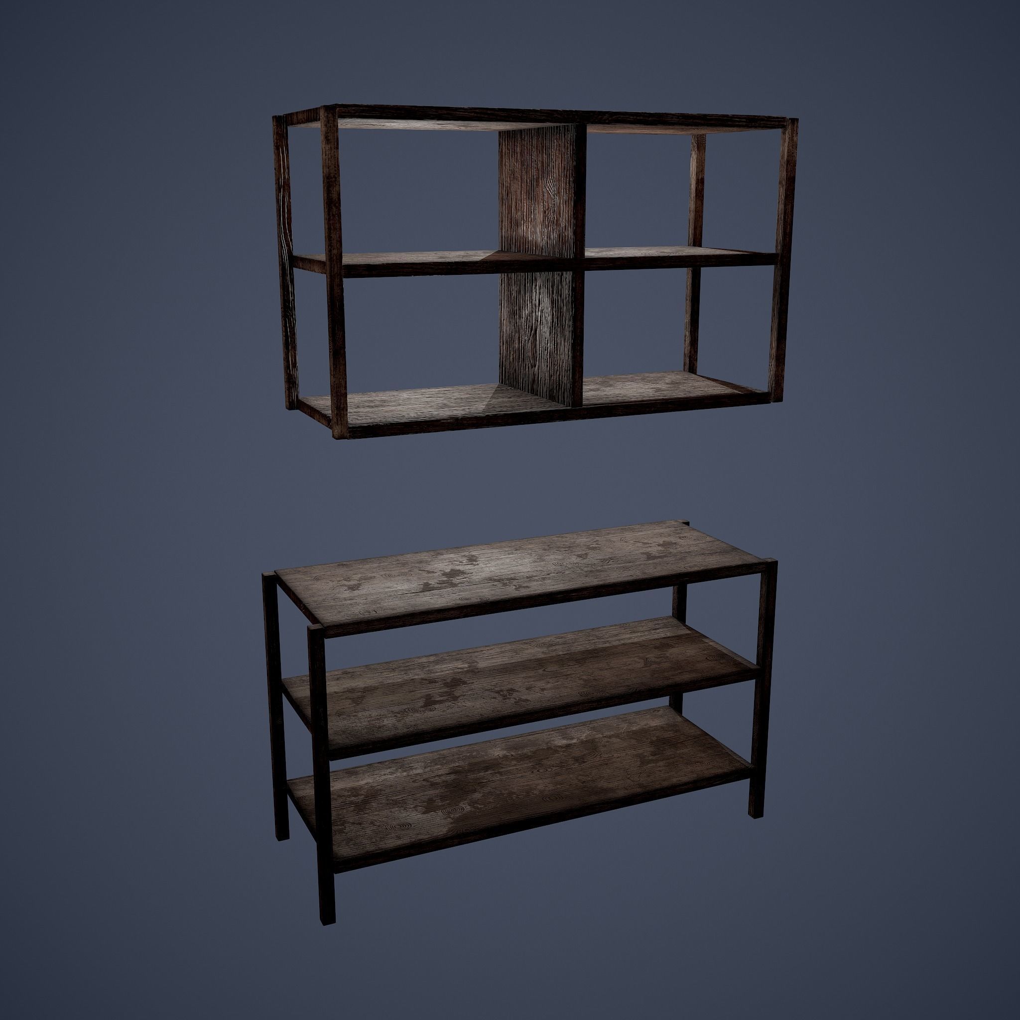 Tavern Shelf 2 Piece Set Low-poly 3D model_5