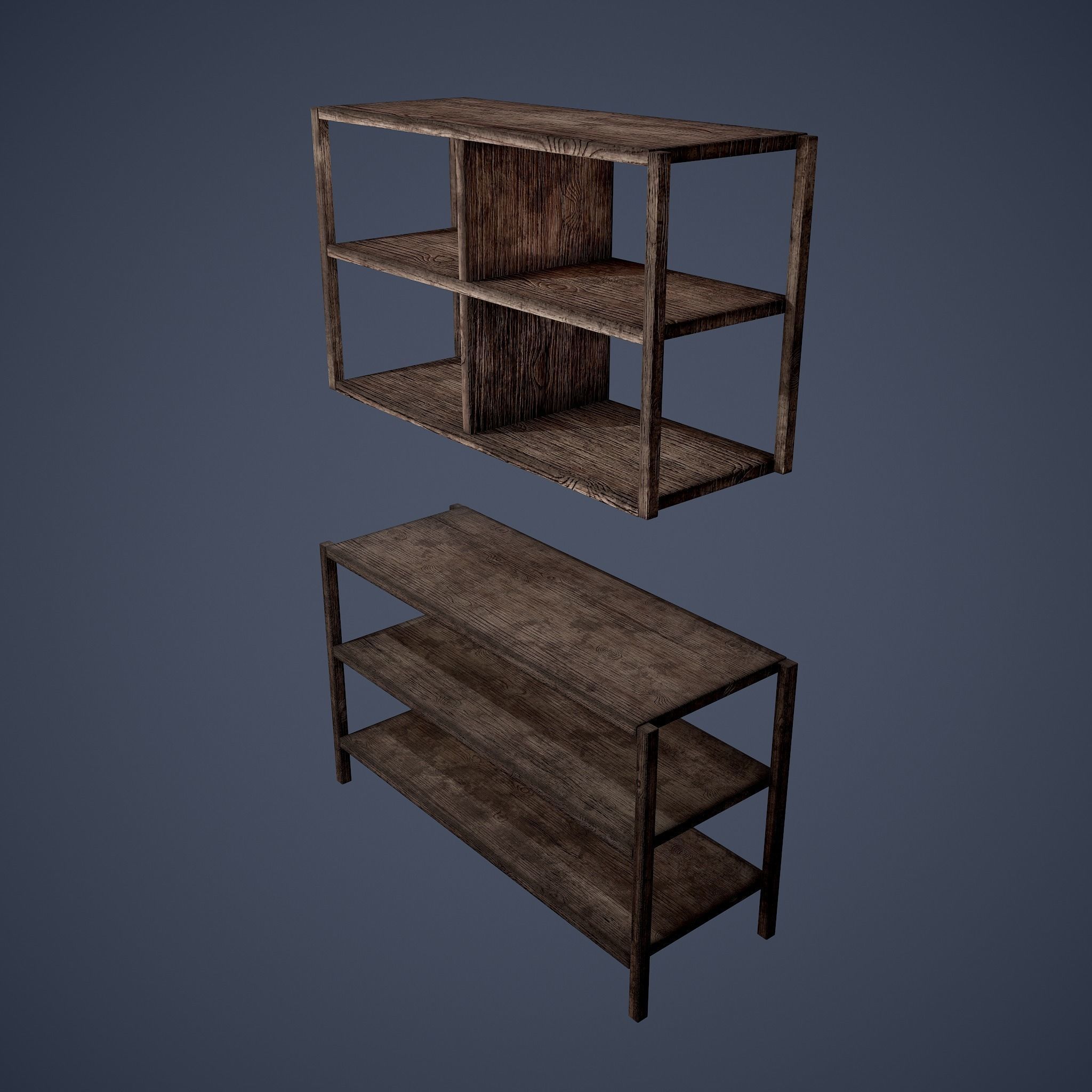Tavern Shelf 2 Piece Set Low-poly 3D model_7