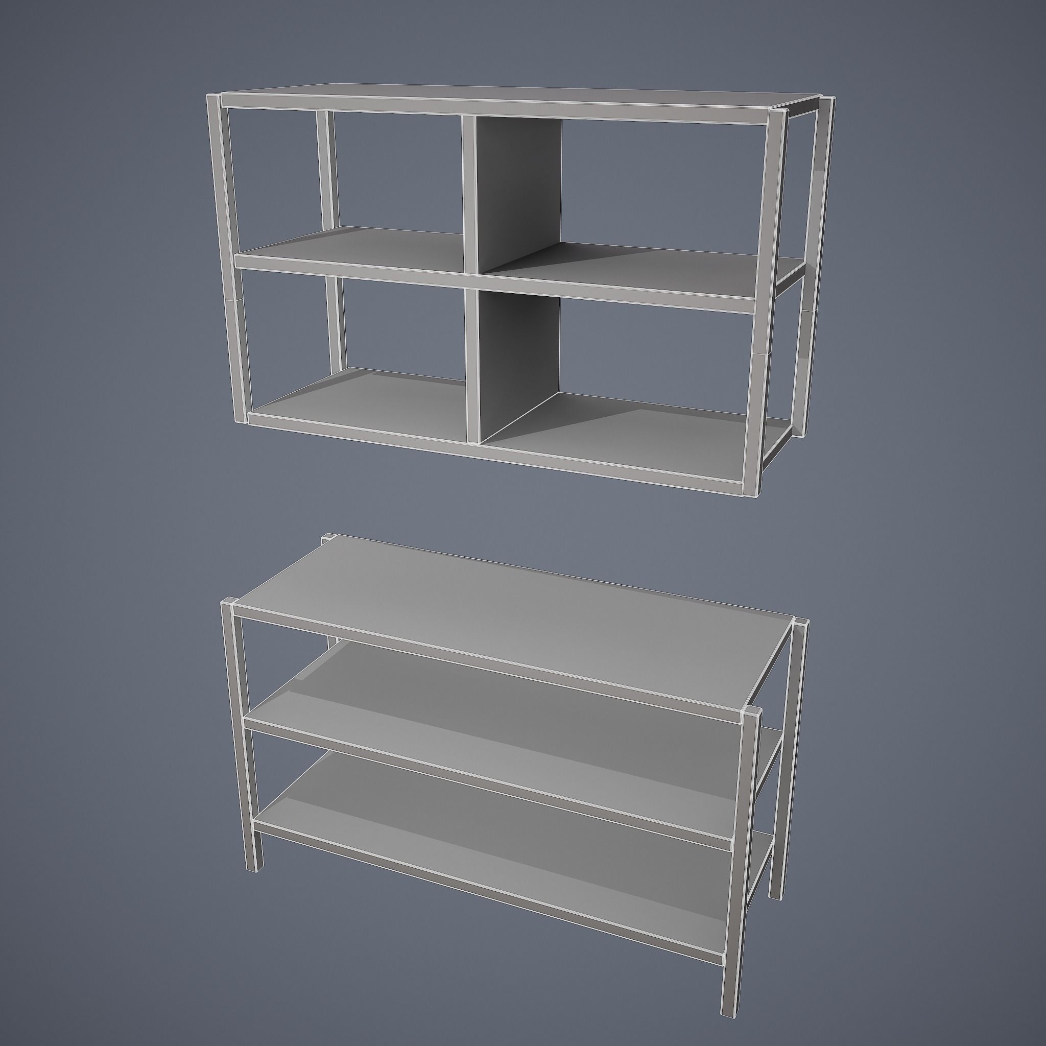 Tavern Shelf 2 Piece Set Low-poly 3D model_28