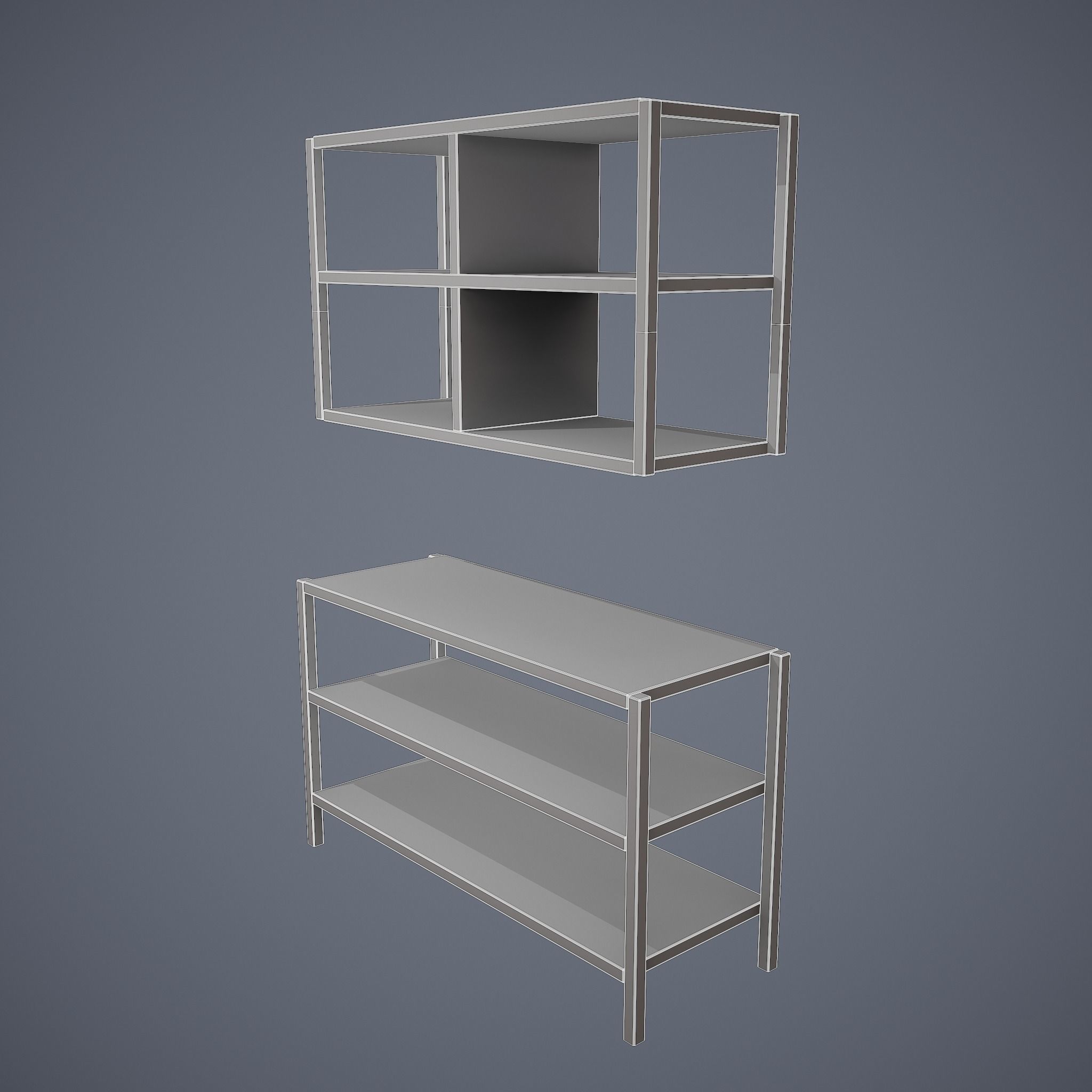 Tavern Shelf 2 Piece Set Low-poly 3D model_29