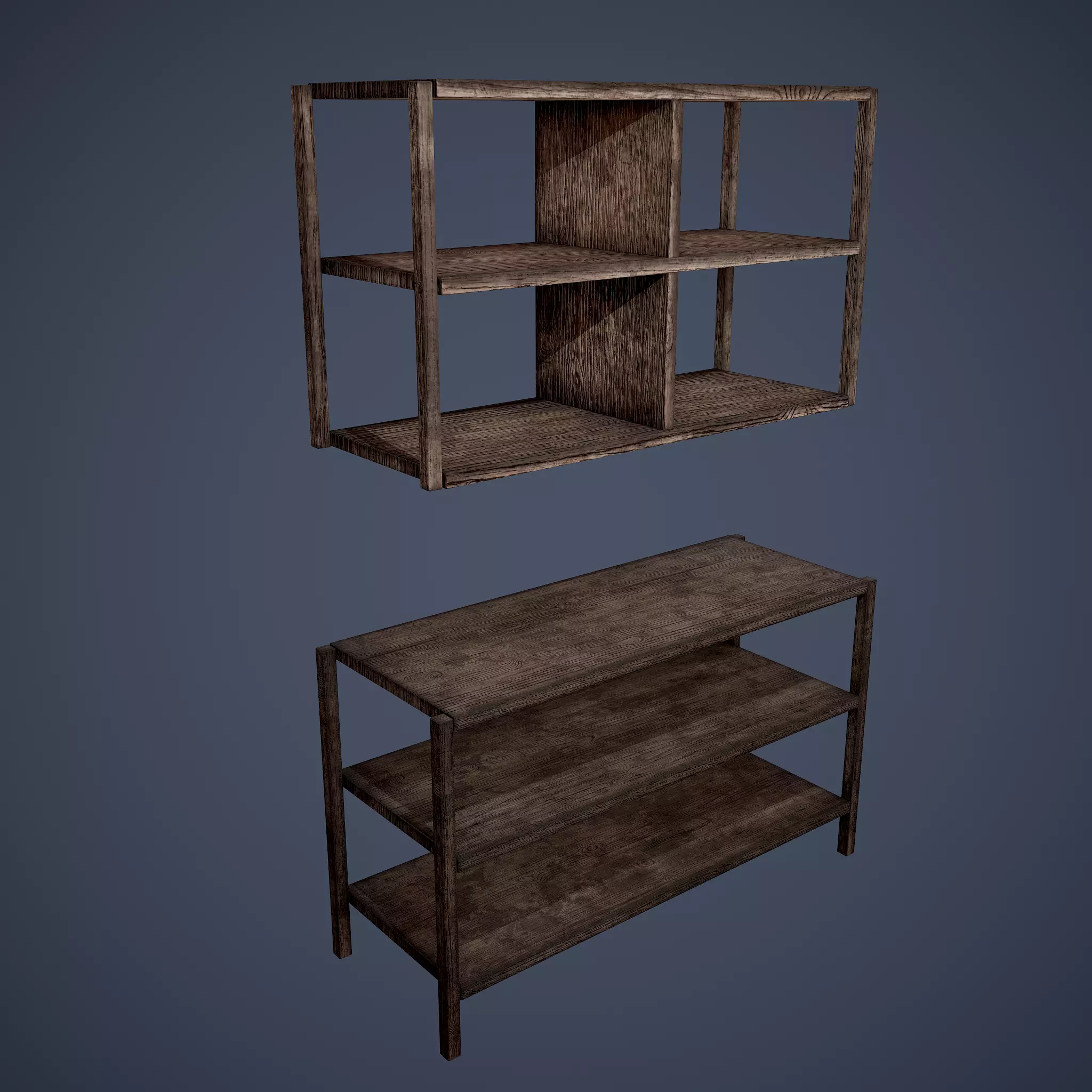 Tavern Shelf 2 Piece Set Low-poly 3D model_0