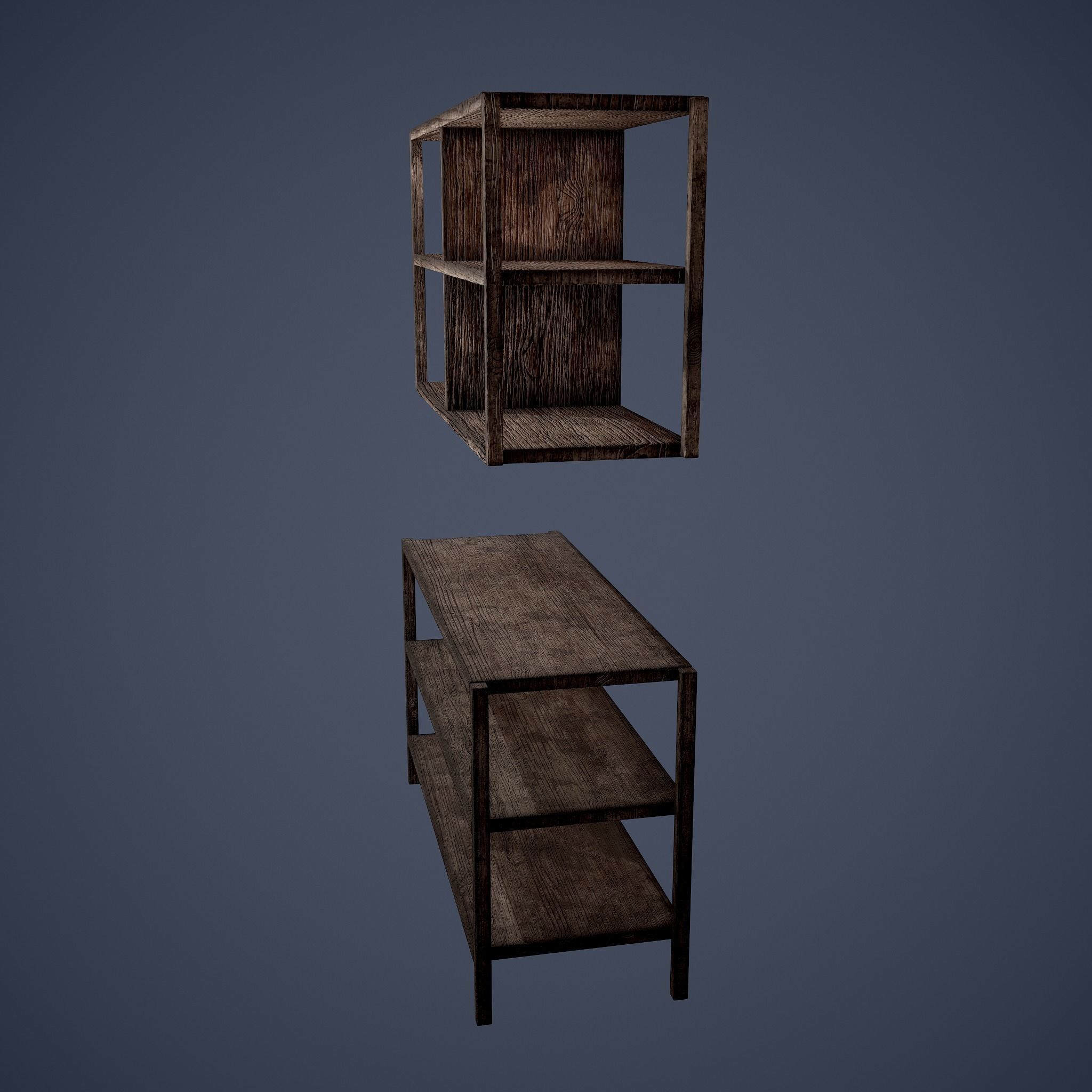 Tavern Shelf 2 Piece Set Low-poly 3D model_6