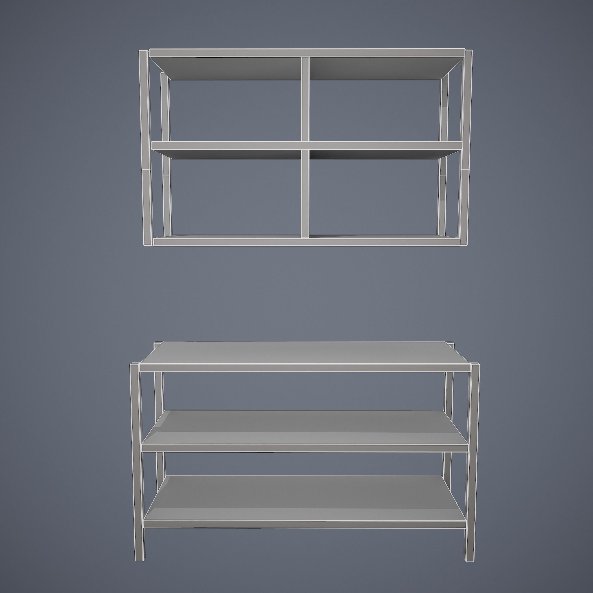 Tavern Shelf 2 Piece Set Low-poly 3D model_27