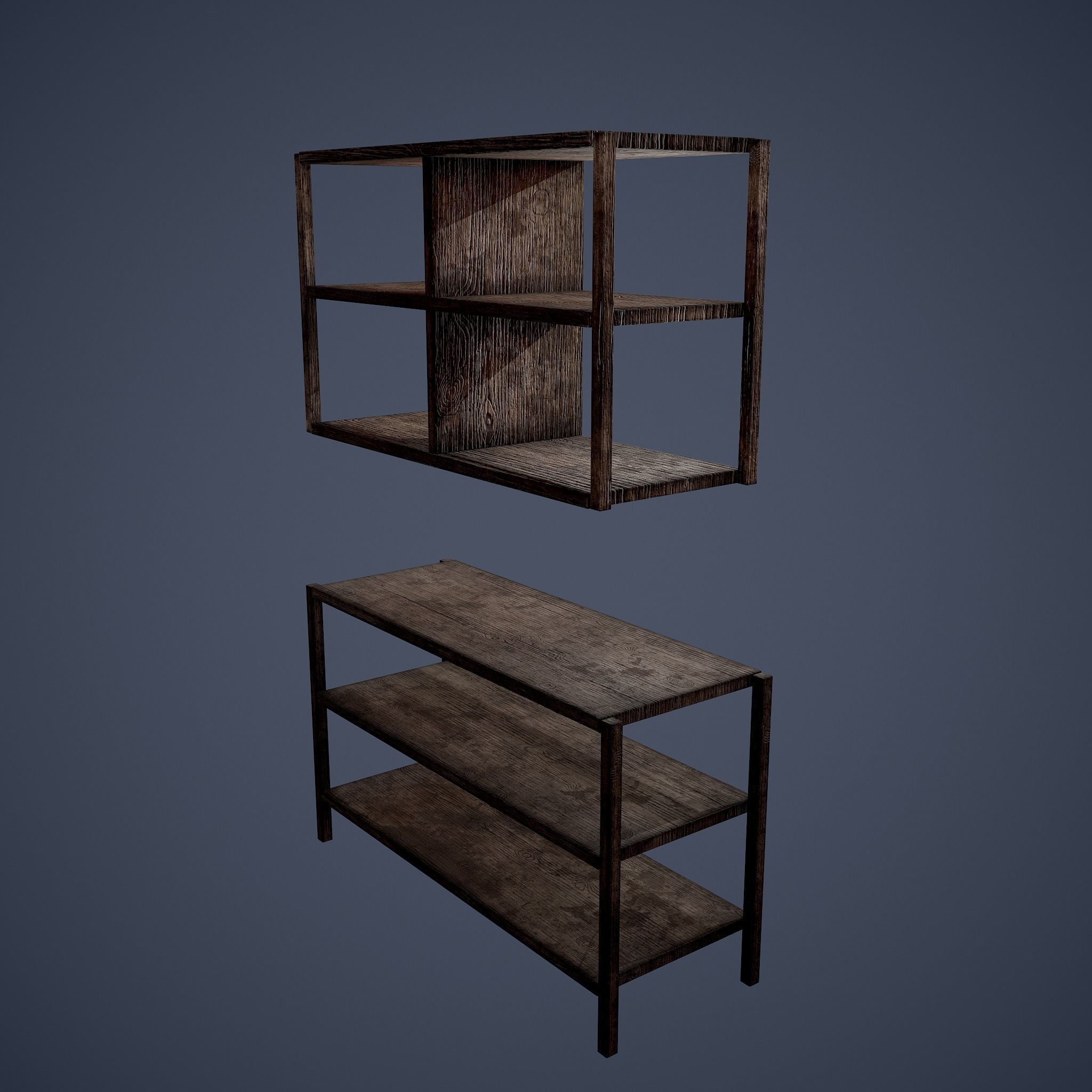 Tavern Shelf 2 Piece Set Low-poly 3D model_4